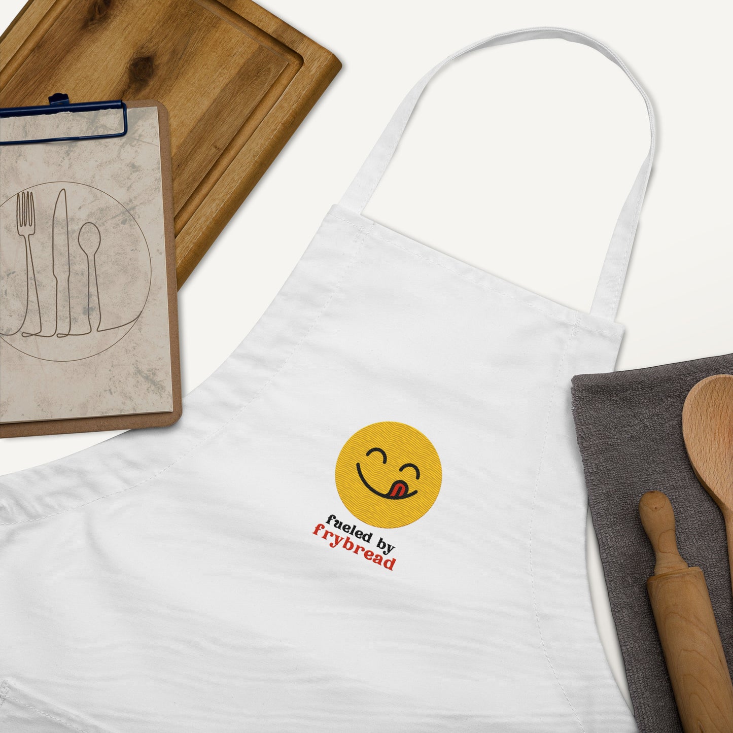 WS Fueled By Frybread Embroidered Apron (White)