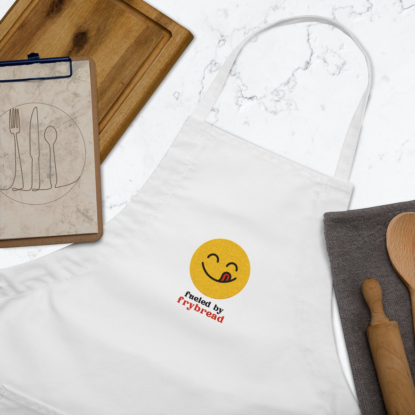 WS Fueled By Frybread Embroidered Apron (White)
