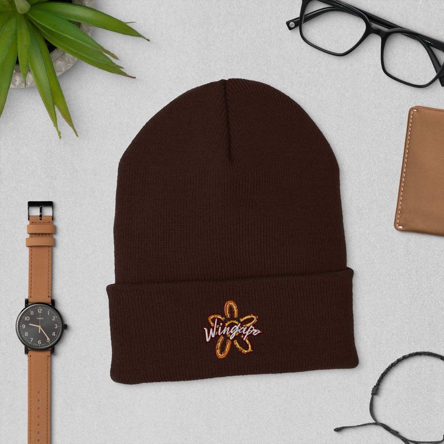 WS Wingapo Flower Embroidered Beanie