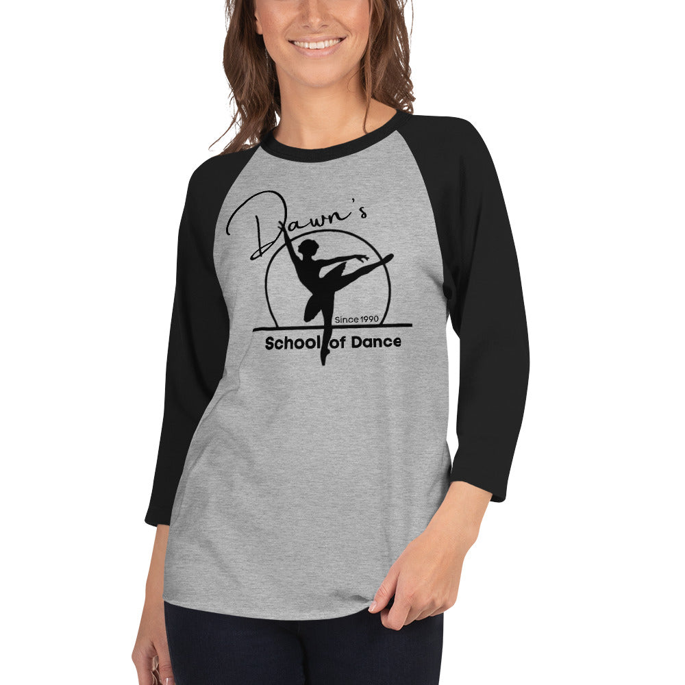 DSOD Logo- Black Unisex 3/4 Sleeve Raglan Shirt