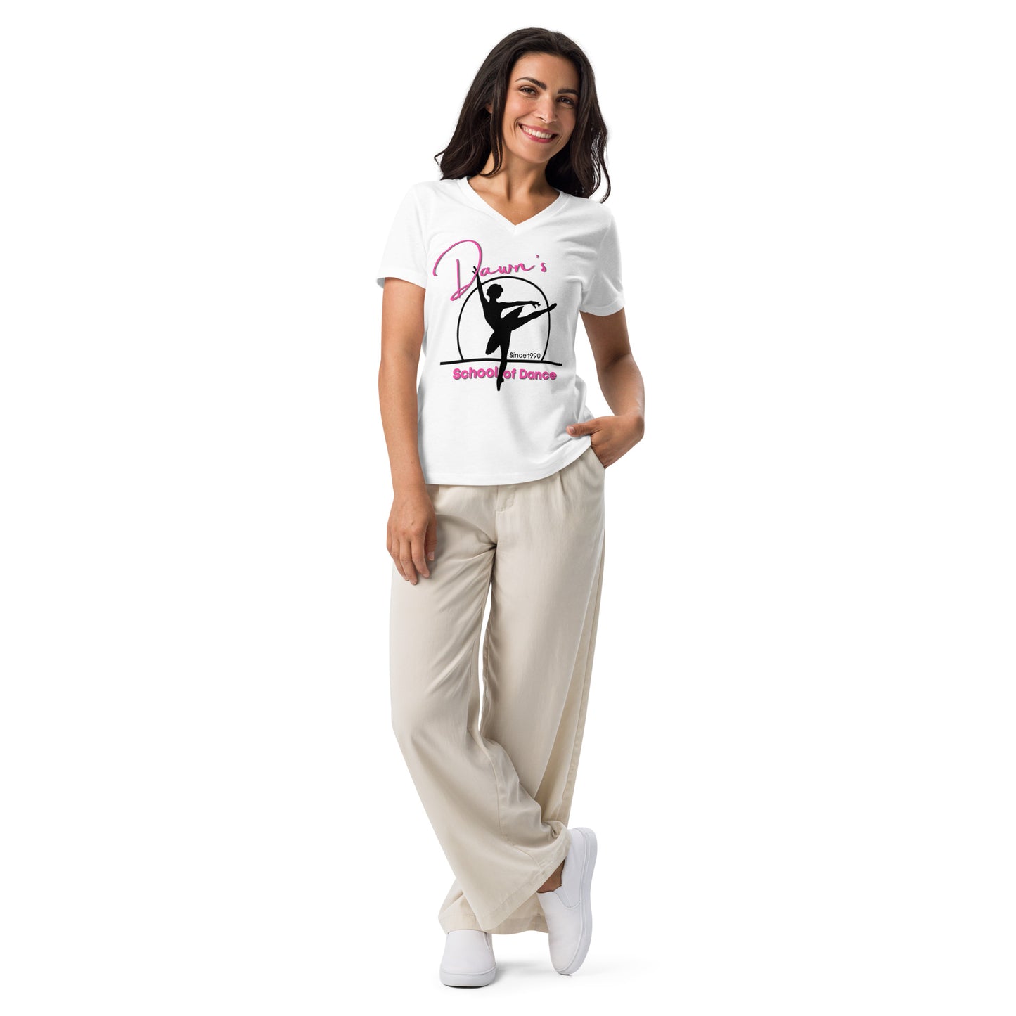 DSOD Logo- Pink Women’s Relaxed V-Neck T-Shirt